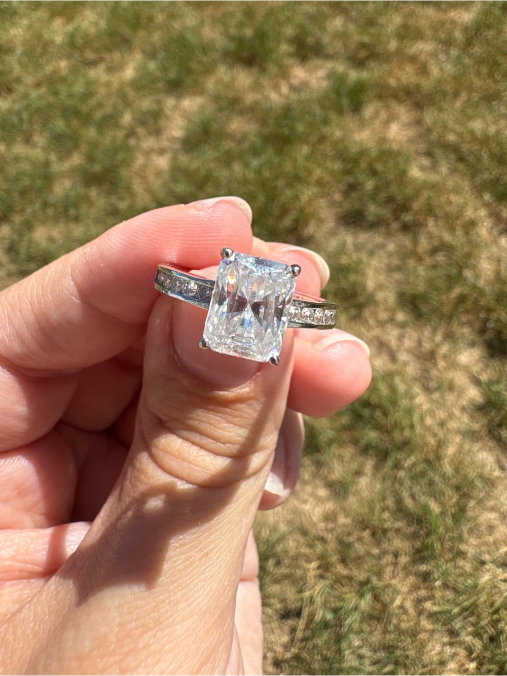 2.5 Carat Classic Radiant-Cut Moissanite Sterling Silver Engagement Ring